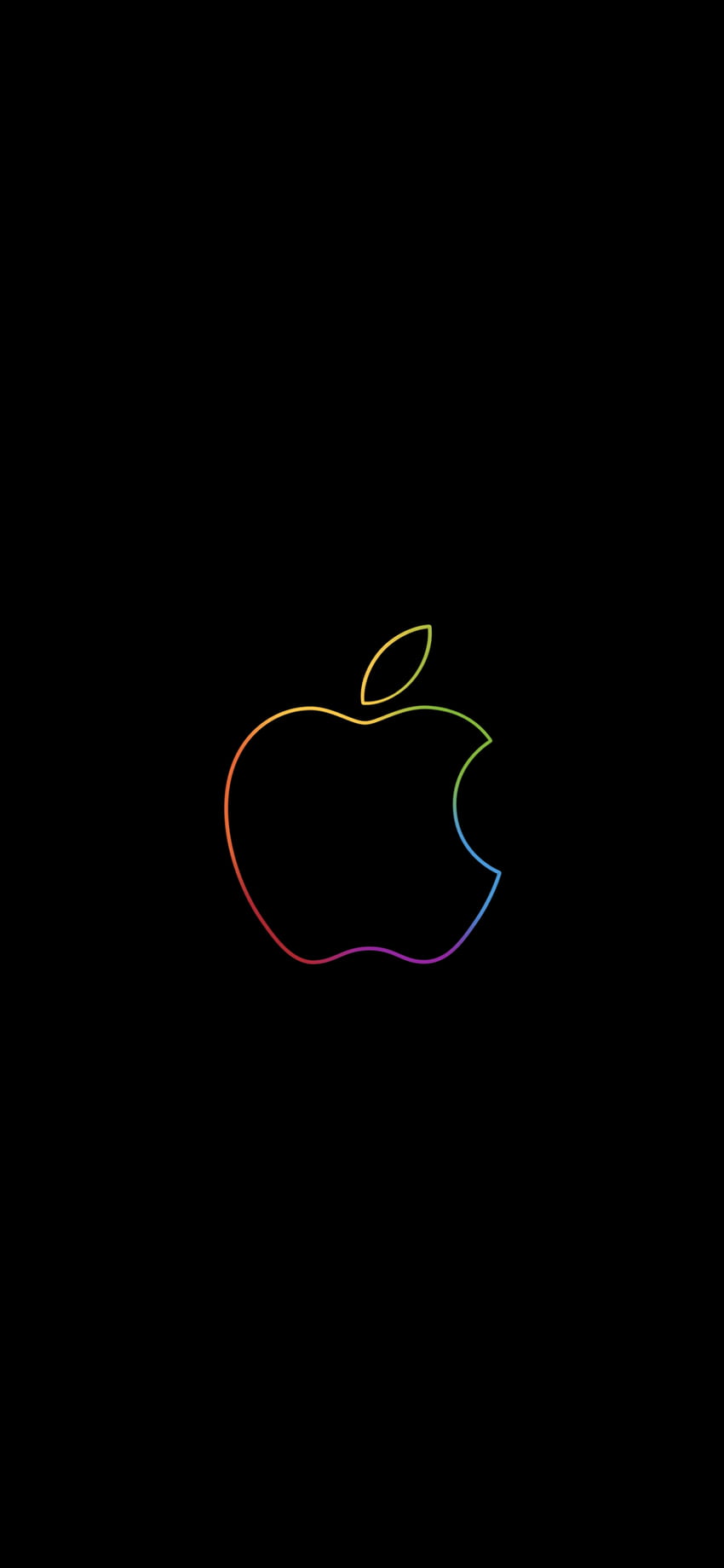 アップルのロゴ、カラフル、アウトライン、黒の背景、iPad、テクノロジー、アップルのロゴ iphone 12 プロマックス HD電話の壁紙