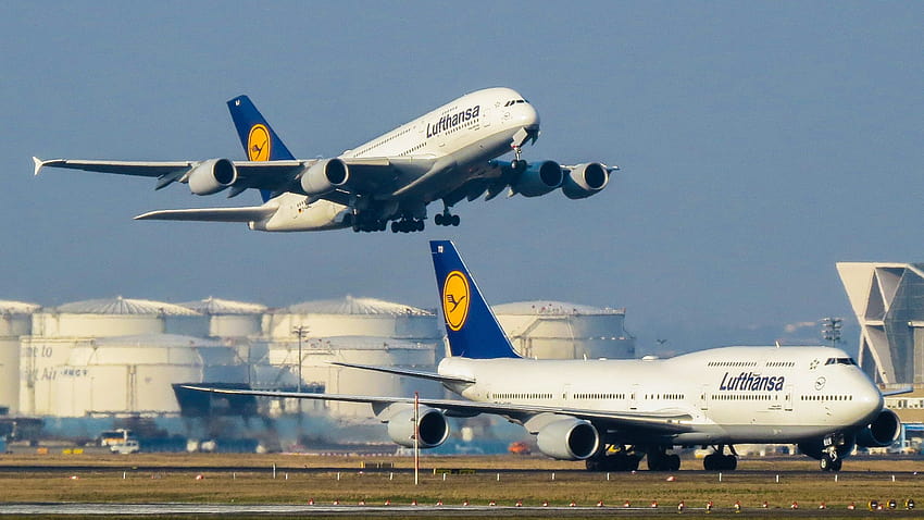 : Airbus, Airbus A380 и Boeing 747 HD тапет