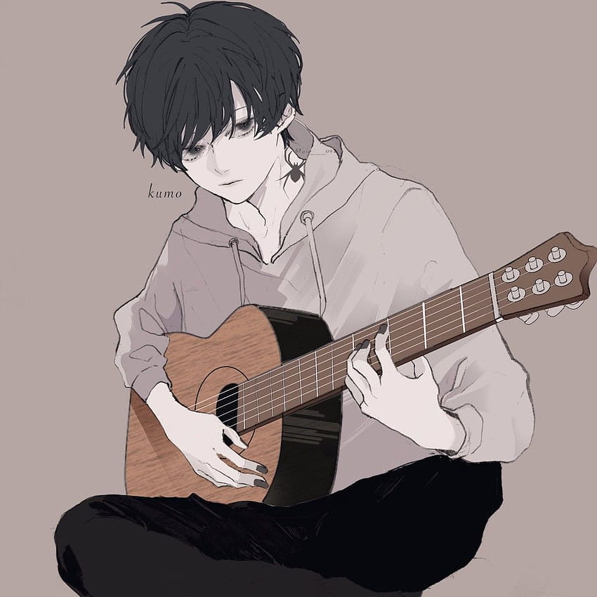 Co mogę zrobić? Jeśli nie mogę robić nic poza graniem na gitarze, gitarze anime boy Tapeta na telefon HD