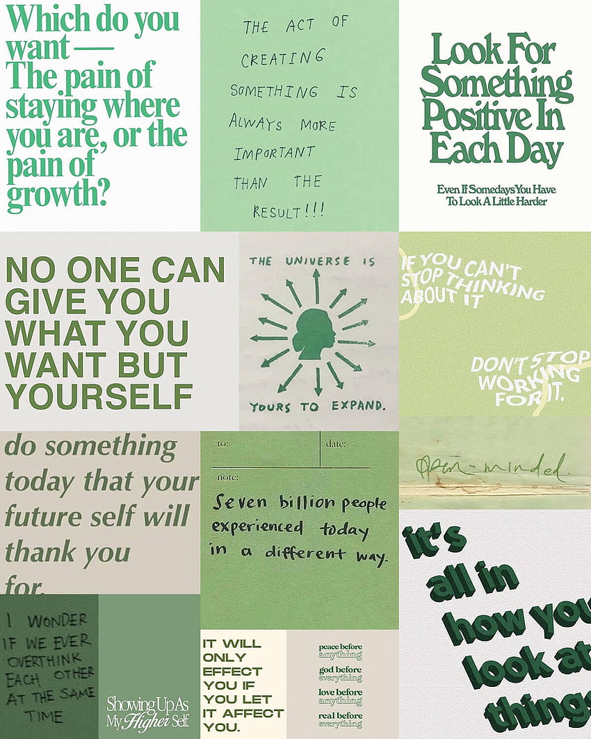 5つの緑の美学、カラーパレット、緑の名言 HD電話の壁紙