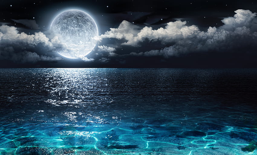 Ocean Ultra üzerinde Ay, ay deniz HD duvar kağıdı