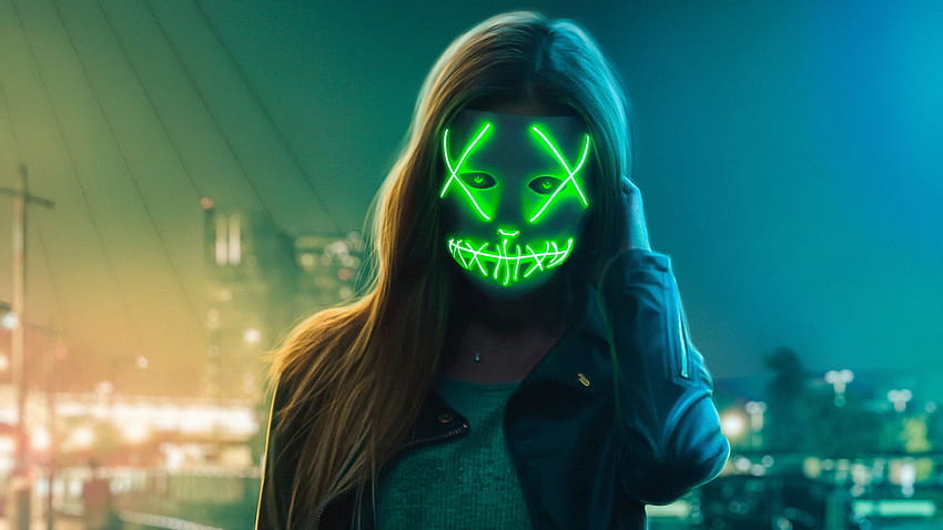 2560x1440 Neon Eye Mask Girl Résolution 1440p Arrière Plans Et Vert