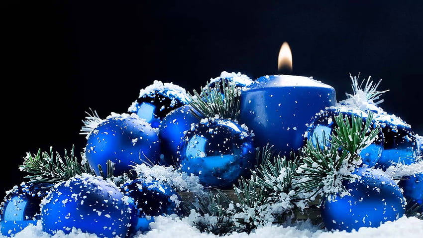 Blue Christmas Candle, christmas candles HD wallpaper