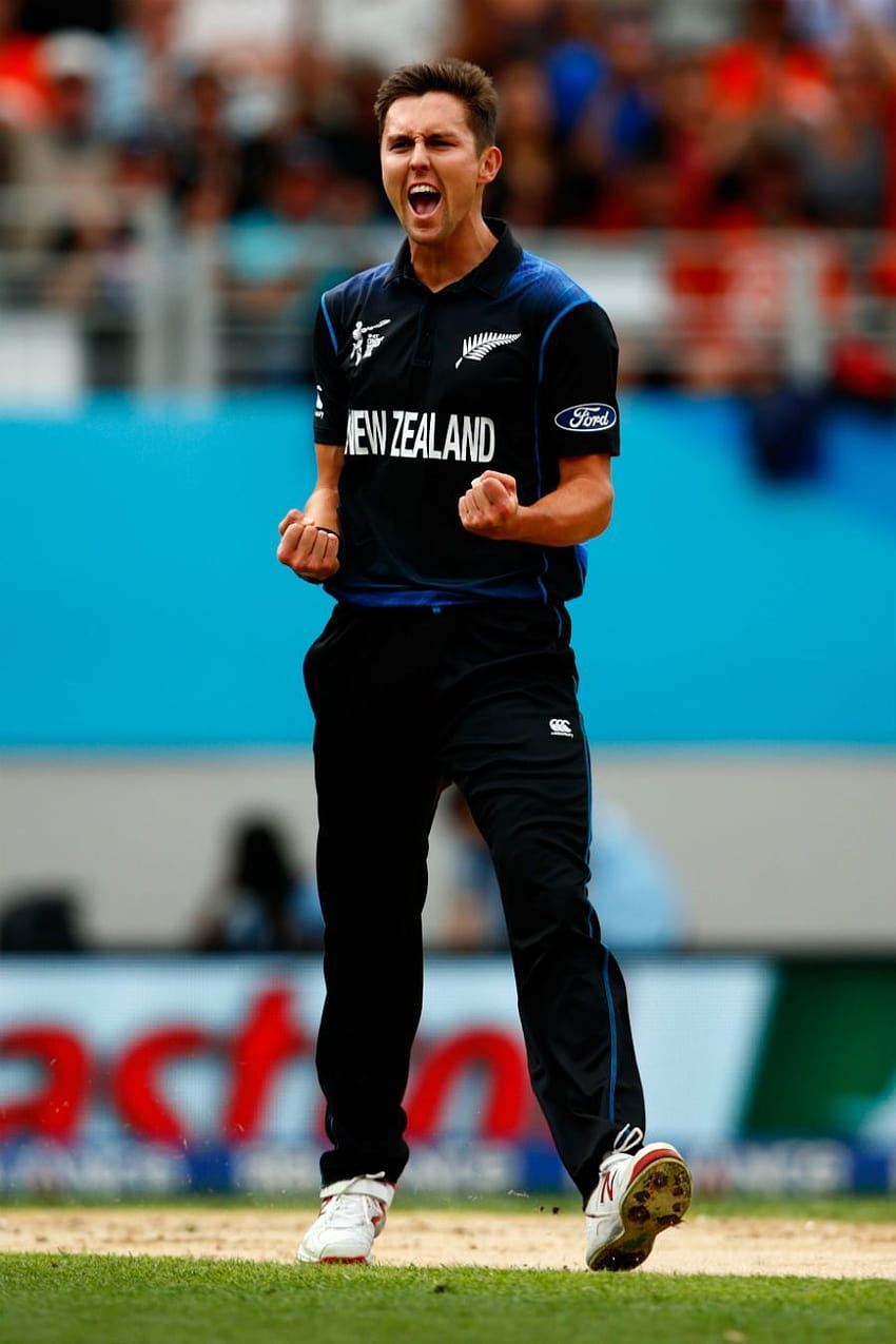 Trent Boult ist ganz aufgeregt, nacem er ein Wicket genommen hat, New Zealand v HD-Handy-Hintergrundbild