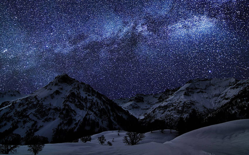 Milky Way above the mountains HD wallpaper