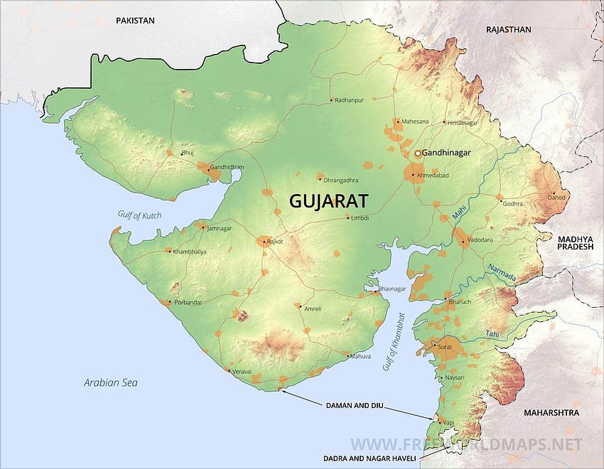 Gujarat Map And 100 More Printable International Maps HD wallpaper