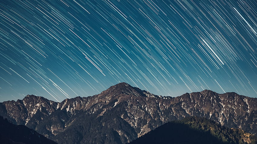 Star Trails, Mountain Range, Astronomy, Pattern, Outer space, Landscape, » , Ultra HD wallpaper
