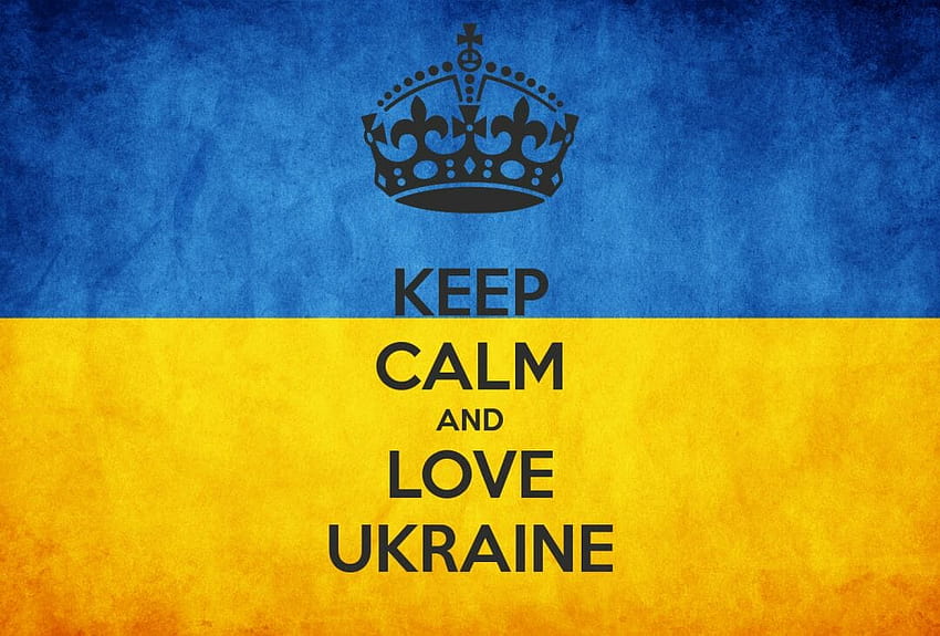 2219 Ukraine Typography Blue Crown Yellow Keep Calm And... HD wallpaper