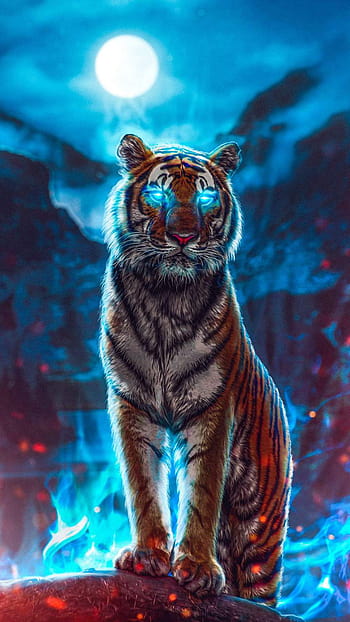 Cool Tiger, blue, water, HD phone wallpaper | Peakpx