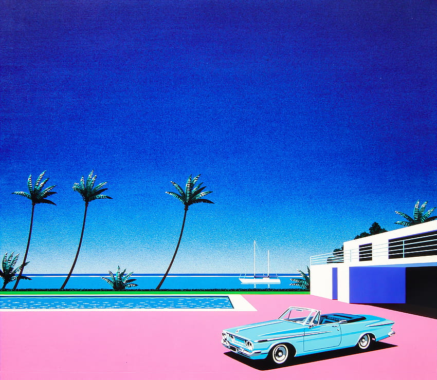 Pink Driveway oleh Hiroshi Nagai [3840x3343] Wallpaper HD