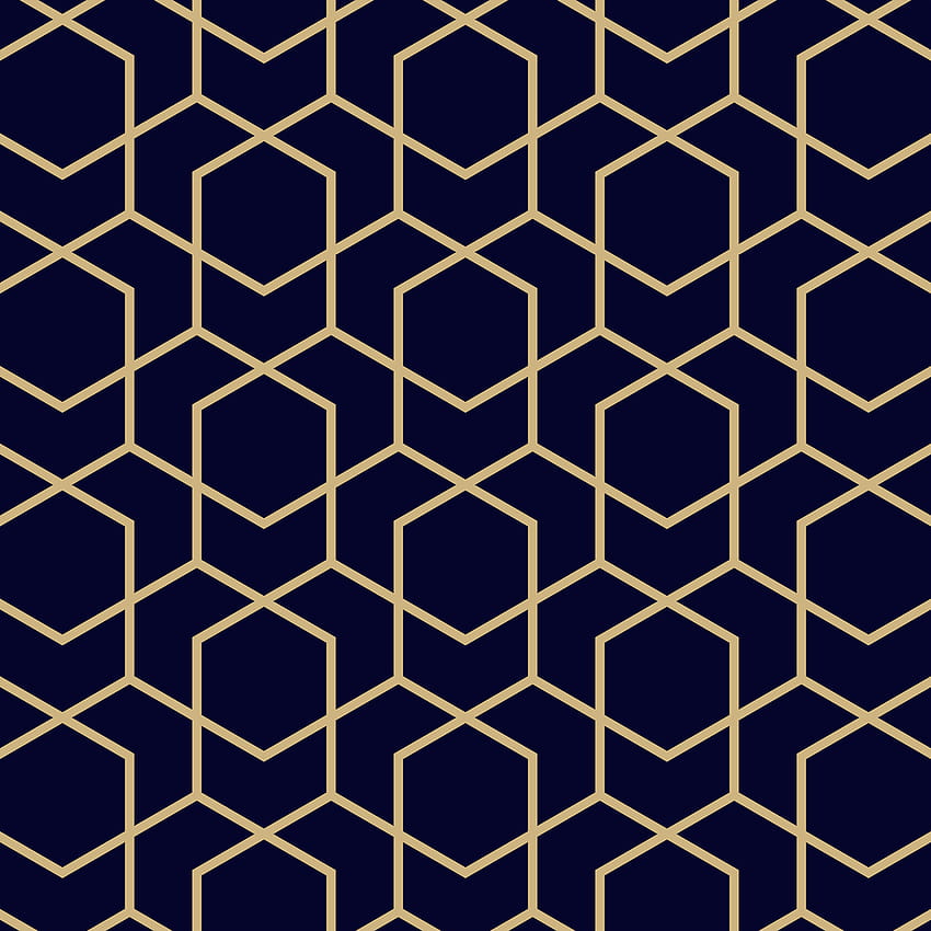 Marinho e dourado hexagonal geométrico removível – MUSE Wall Studio, colorido hexagonal geométrico Papel de parede de celular HD