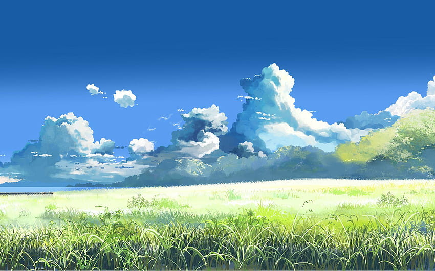 J on Digital Art, anime grass scenery HD wallpaper