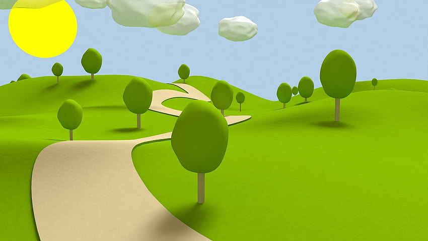 cartoon 2d backgrounds park, green park HD wallpaper