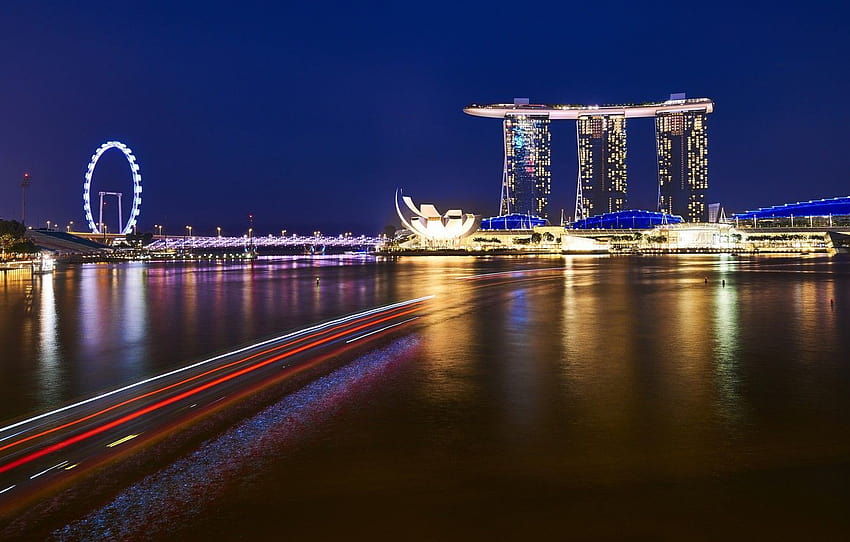 Night, The city, Singapore, Night Landscape for, singapur HD wallpaper