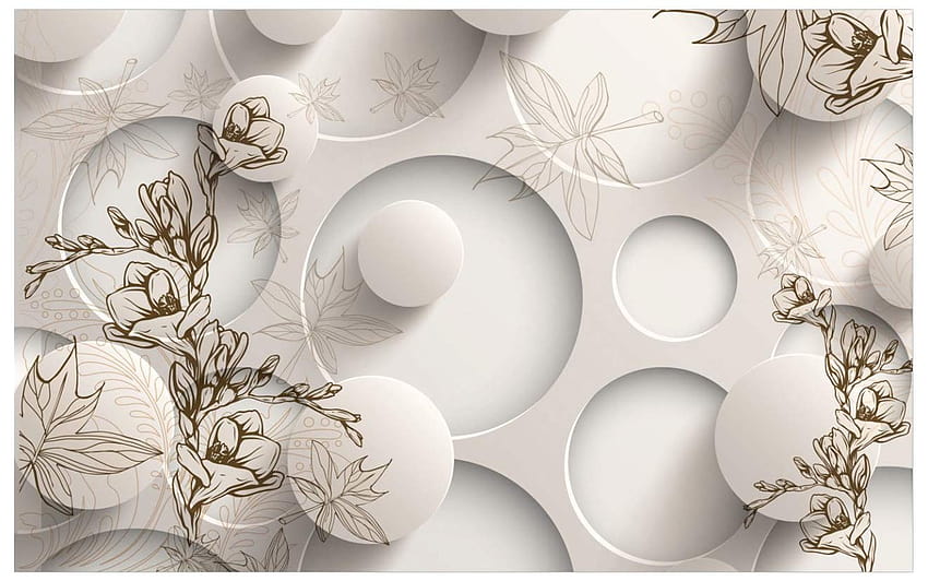 Kayra Decor กระดาษทับทิม แมกโนเลียบนพื้นหลังสีขาว 3D , 8 x 10 ฟุต วอลล์เปเปอร์ HD