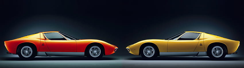 Lamborghini Miura Lamborghini Car Vehicle Simple Backgrounds Yellow Cars Orange Cars, 3840x1080 car HD wallpaper