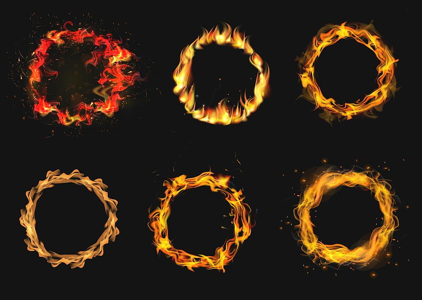 Fire circle realistic . Ring of fire flame. Round fiery frame. illustration HD wallpaper