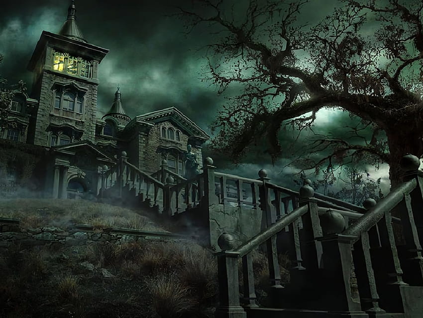 Creepy House at Night, luoghi spaventosi Sfondo HD