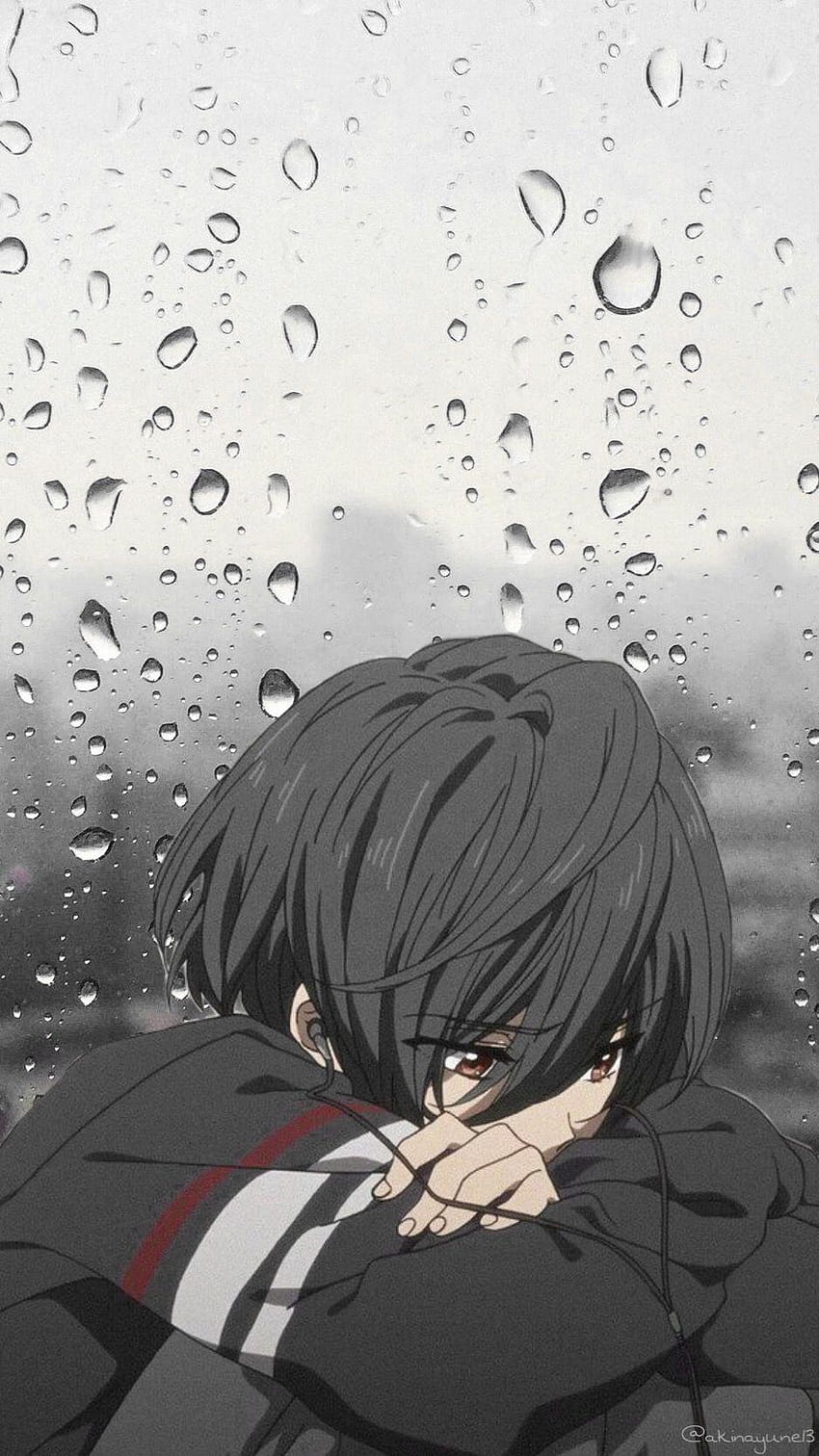 Veda Aco、悲しいアニメの雨 HD電話の壁紙