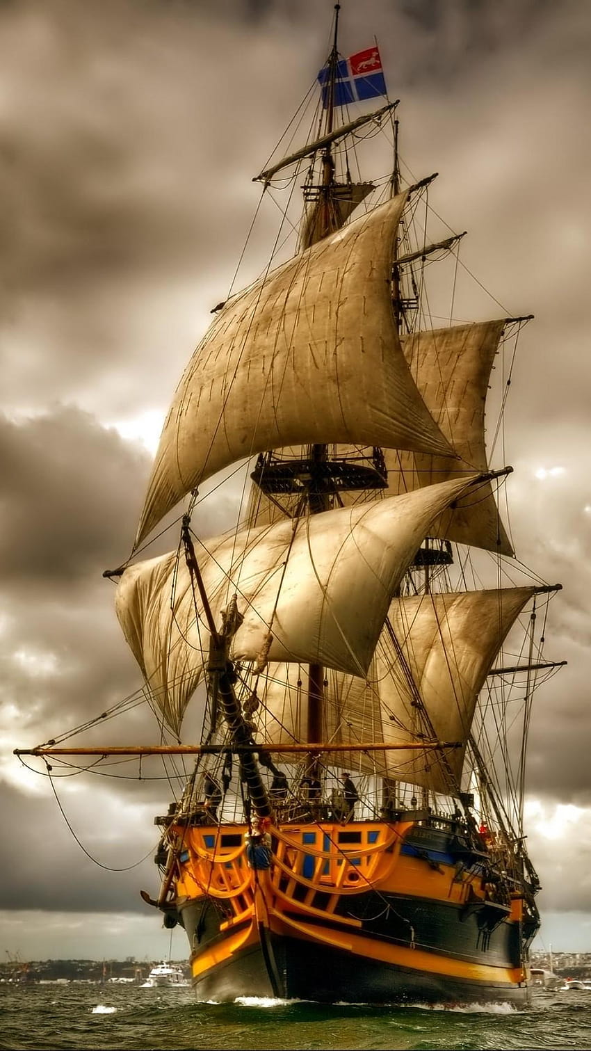 6 Segelschiff, Schiff mit Segeln fahrbar HD-Handy-Hintergrundbild