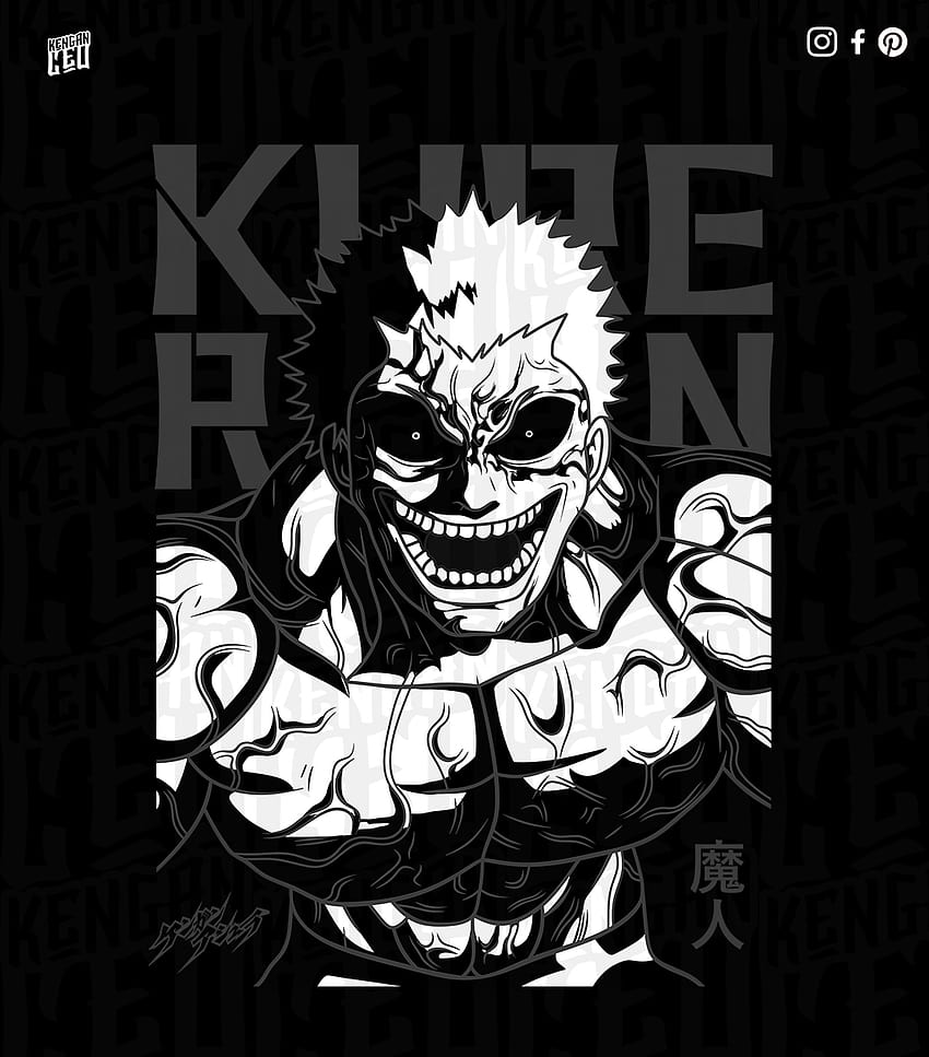 Raian Kure Kengan Ashura Kengan Omega Anime Manga Original Netflix 메탈 프린트 포스터 by KenganCEO HD 전화 배경 화면