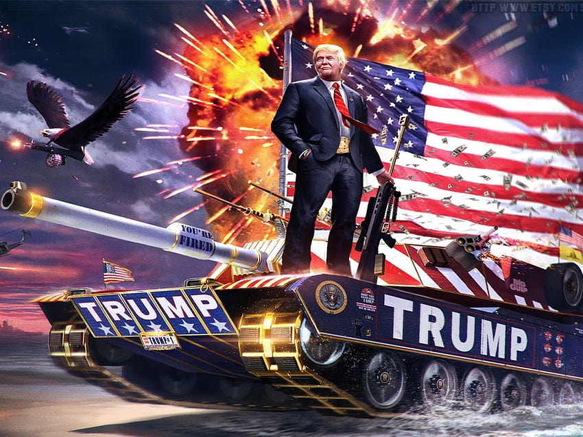 Ten mem z czołgiem Trumpa na furgonetce Cesara Sayoca powstał jako żart, mówi twórca, memy Donalda Trumpa Tapeta HD