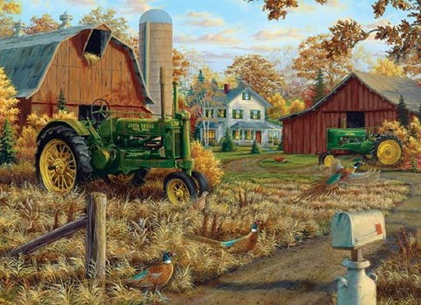 4 Old Farm Scene, autumn farm scene HD wallpaper | Pxfuel