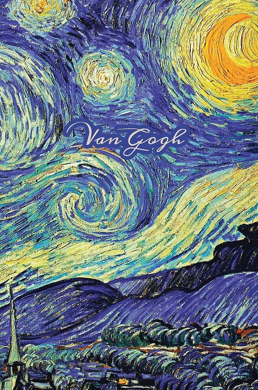 Van Gogh: Sternennacht-Gemälde, Hardcover-Tagebuch, Schreibnotizbuch, Tagebuch mit gepunktetem Raster, liniert, leer, Seite im Vintage-Papierstil, Sternennacht von Van Gogh HD-Handy-Hintergrundbild