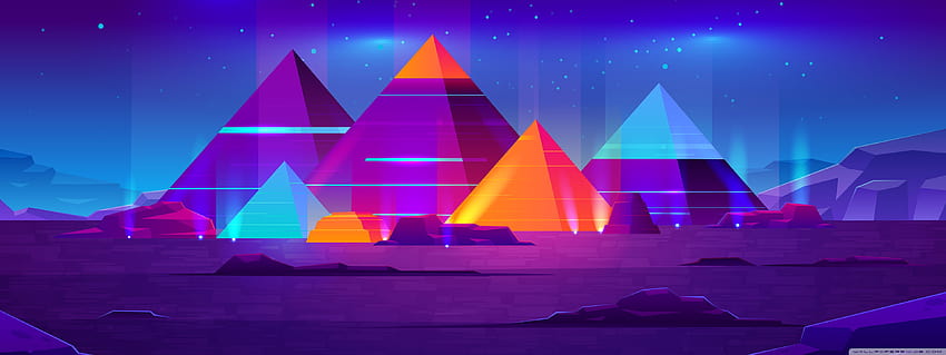 Pyramids Illustration Ultra Backgrounds for : & UltraWide & Laptop : Multi Display, Dual Monitor : Tablet : Smartphone, 3840x1440 HD wallpaper