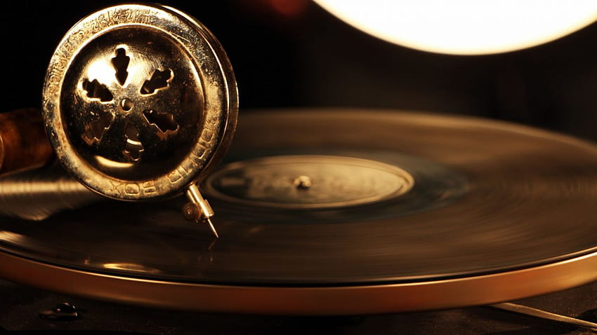 Gramofon vintage winylu technologia odtwarzanie muzyki koło prędkości rozmycie, odtwarzacz muzyki Tapeta HD