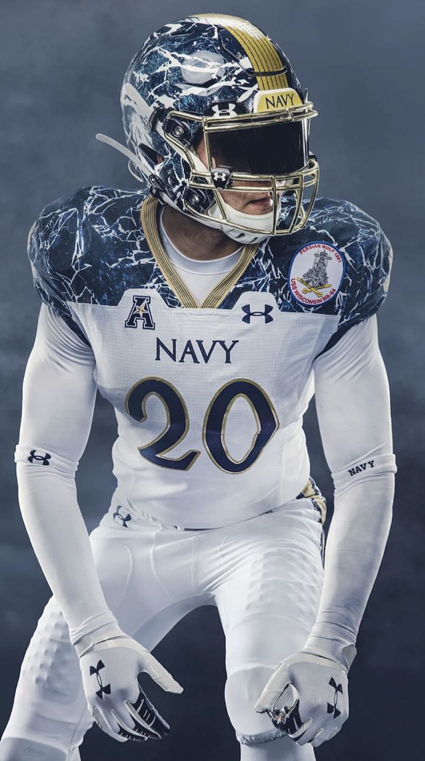2020 Navy Midshipmen special football uniforms celebrating the Naval Academy's 175th anniversary, navy midshipmen football HD phone wallpaper