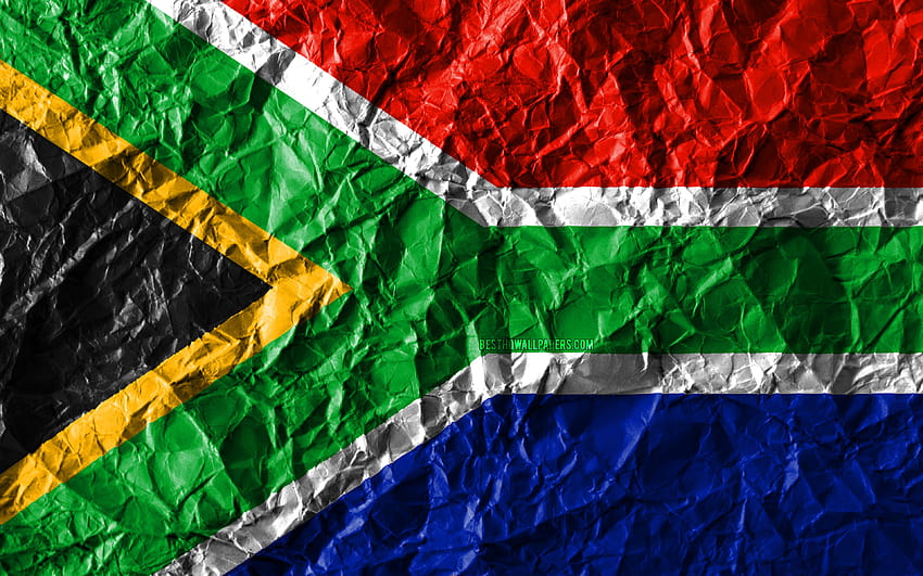 South African flag, crumpled paper, African countries, creative, Flag of South Africa, national symbols, Africa, South Africa 3D flag, South Africa with resolution 3840x2400. High Quality HD wallpaper