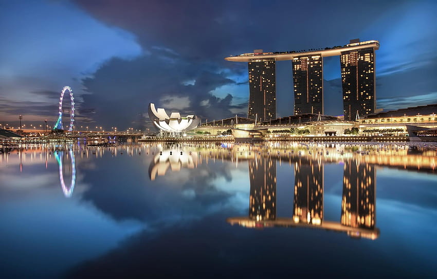 Landscape landmark, cityscape, Singapore, Marina Bay, singapore reflection HD wallpaper