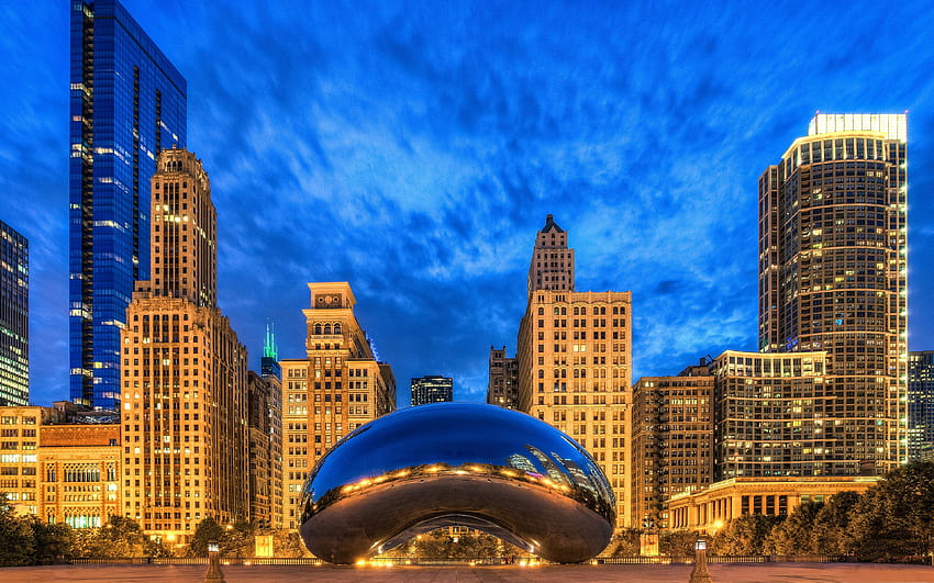 Cloud Gate Public Sculpture By British Artist Anish Kapoor In, downtown chicago HD wallpaper