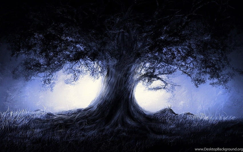 Anime Landscape Nature Blue Landscapes Trees Dark Night ... Backgrounds, dark blue anime scenery HD wallpaper