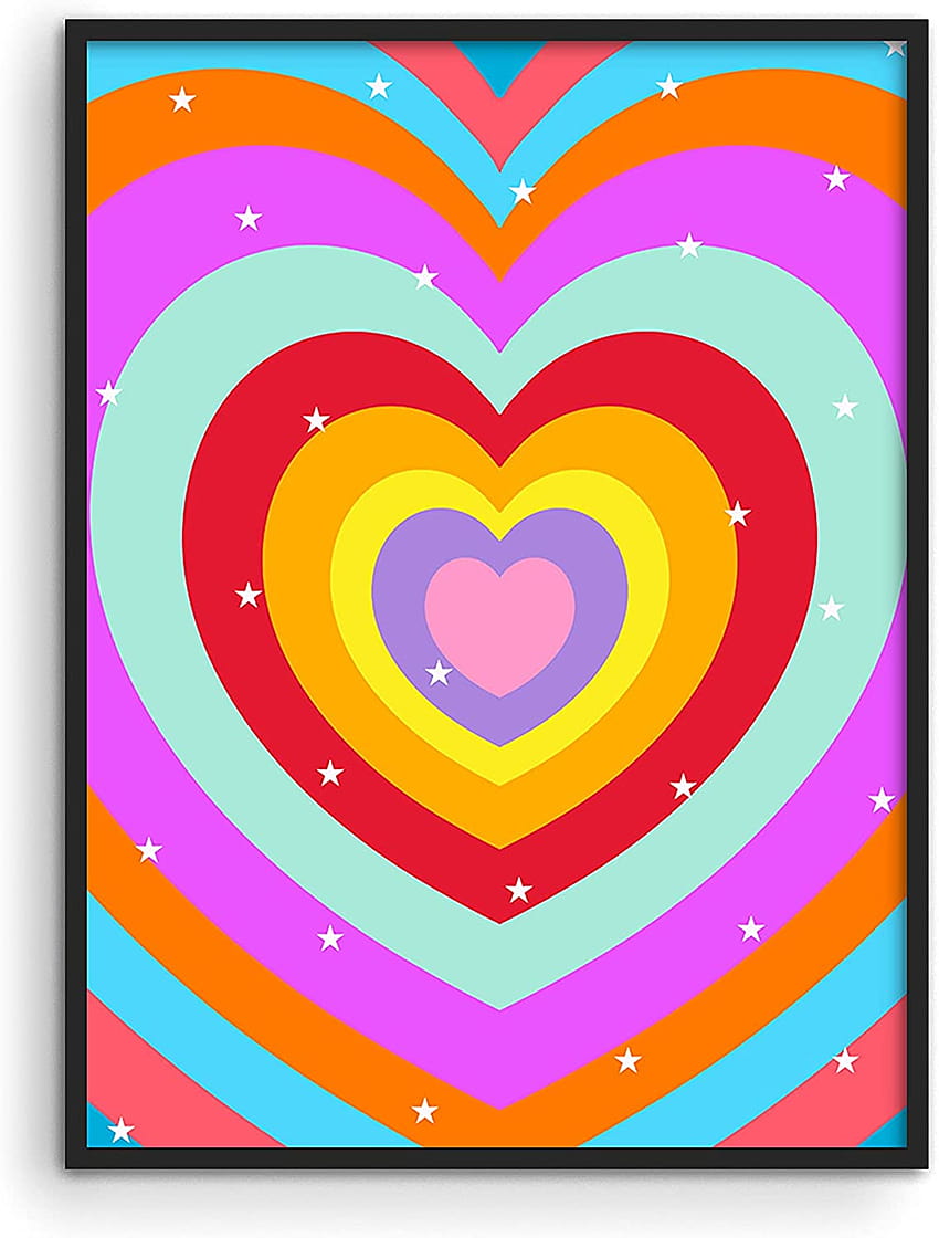 Haus and Hues Heart For Walls – Y Posters For Teen Girls Room Decor Aesthetic Indie Wall Décor Kidcore Aesthetic Room Décor Prints For Wall Decor Estetyczny BEZ RAMKI 12”x16”: Tapeta na telefon HD