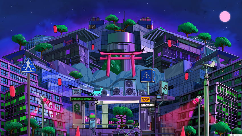 Asus ROG, kota dunia maya Wallpaper HD