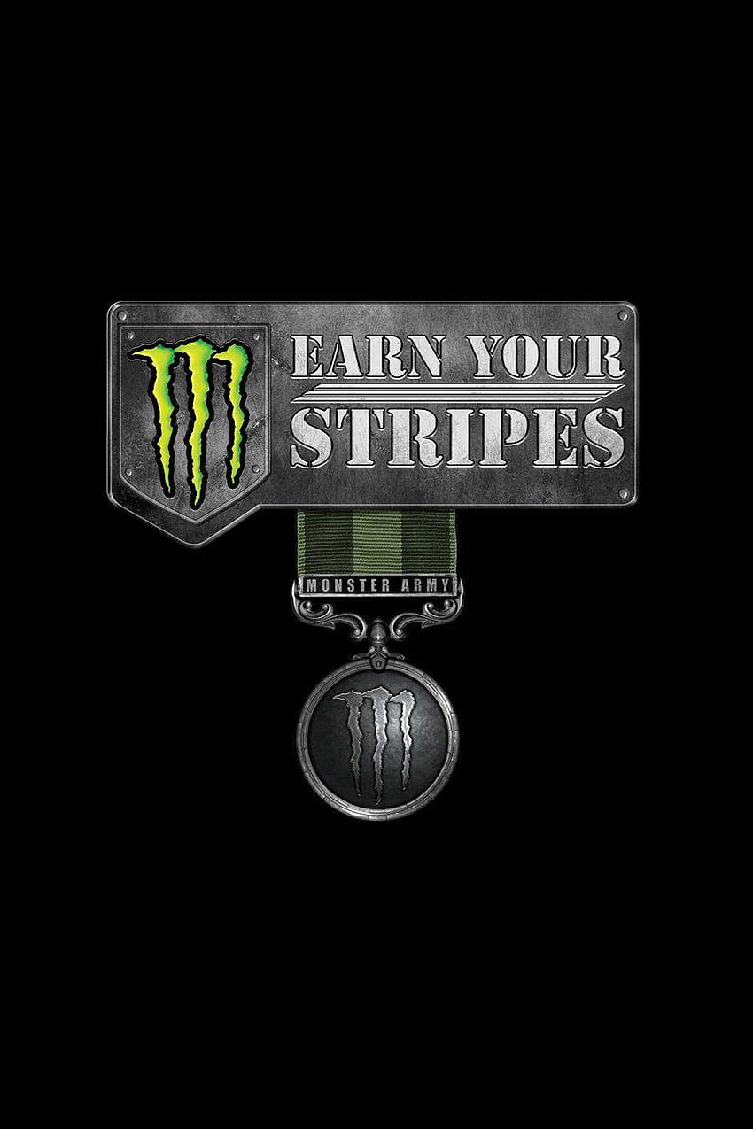 Monster Army Earn Your Stripes autorstwa chev327fox, czerwone logo energii potwora Tapeta na telefon HD