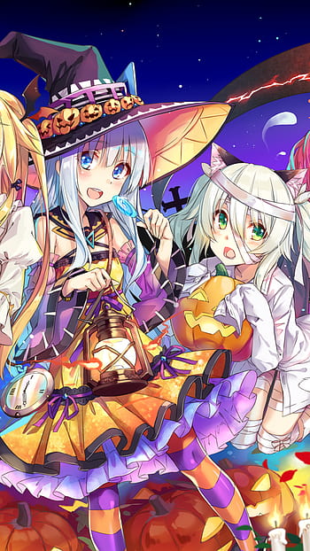 HD wallpaper: witch anime character, halloween anime, girl, blond, hat,  pumpkin | Wallpaper Flare