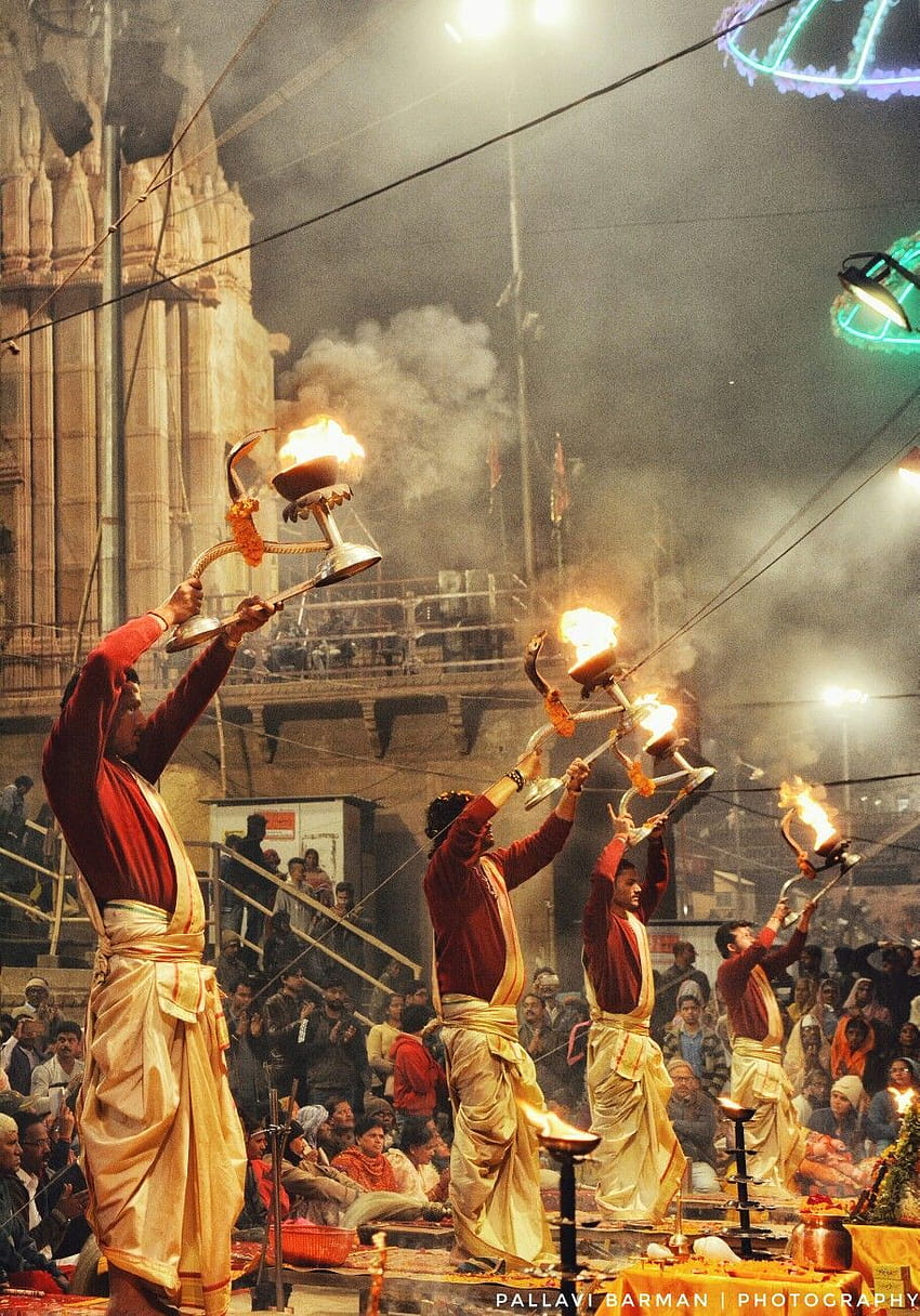 VARANASI, INDIA-30 SEPT:A Hindu Priest Performs The Ganga Aarti Ritual On  30 Sept, 2013 In Varanasi.Fire Puja Is A Hindu Ritual That Takes Place At  Dashashwamedh Ghat On The Banks Of The