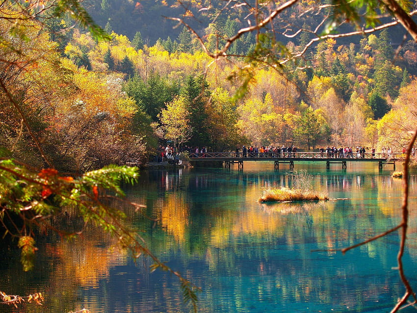 VALLÉE DE JIUZHAIGOU, CHINE Un site du patrimoine mondial de l'UNESCO et une réserve mondiale de la biosphère, la vallée de Jiuzhaigou, la Chine est…, l'automne de la vallée de Jiuzhaigou Fond d'écran HD