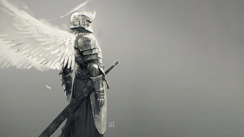 ファンタジーアーマー, ファンタジーアート, 剣, 騎士, 天使の羽 高画質の壁紙