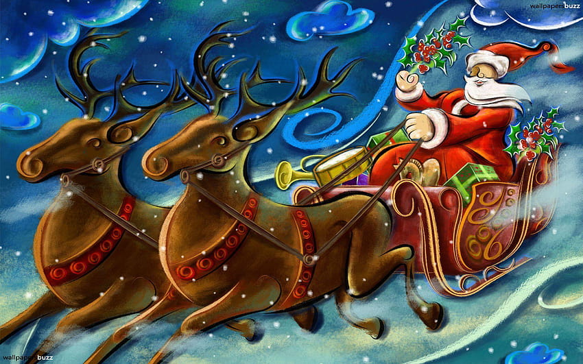 Santa sleigh, christmas sled HD wallpaper