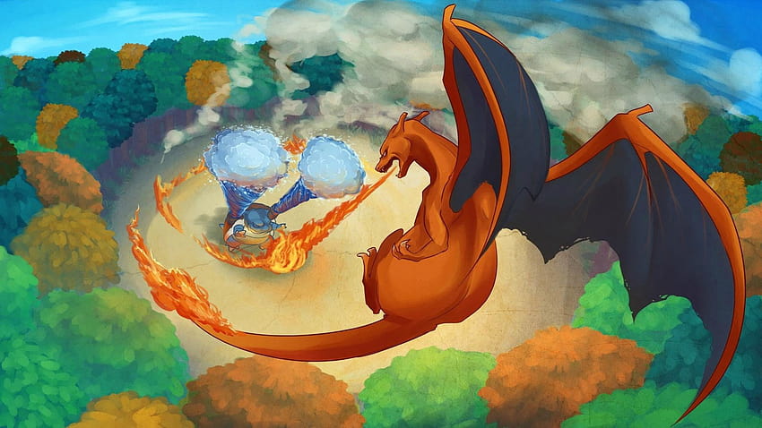 Charizard, Blastoise, Pokémon, Artwork, Fantasy art, Fire, Dragon, Water / and Mobile Backgrounds, fire pokemon HD wallpaper