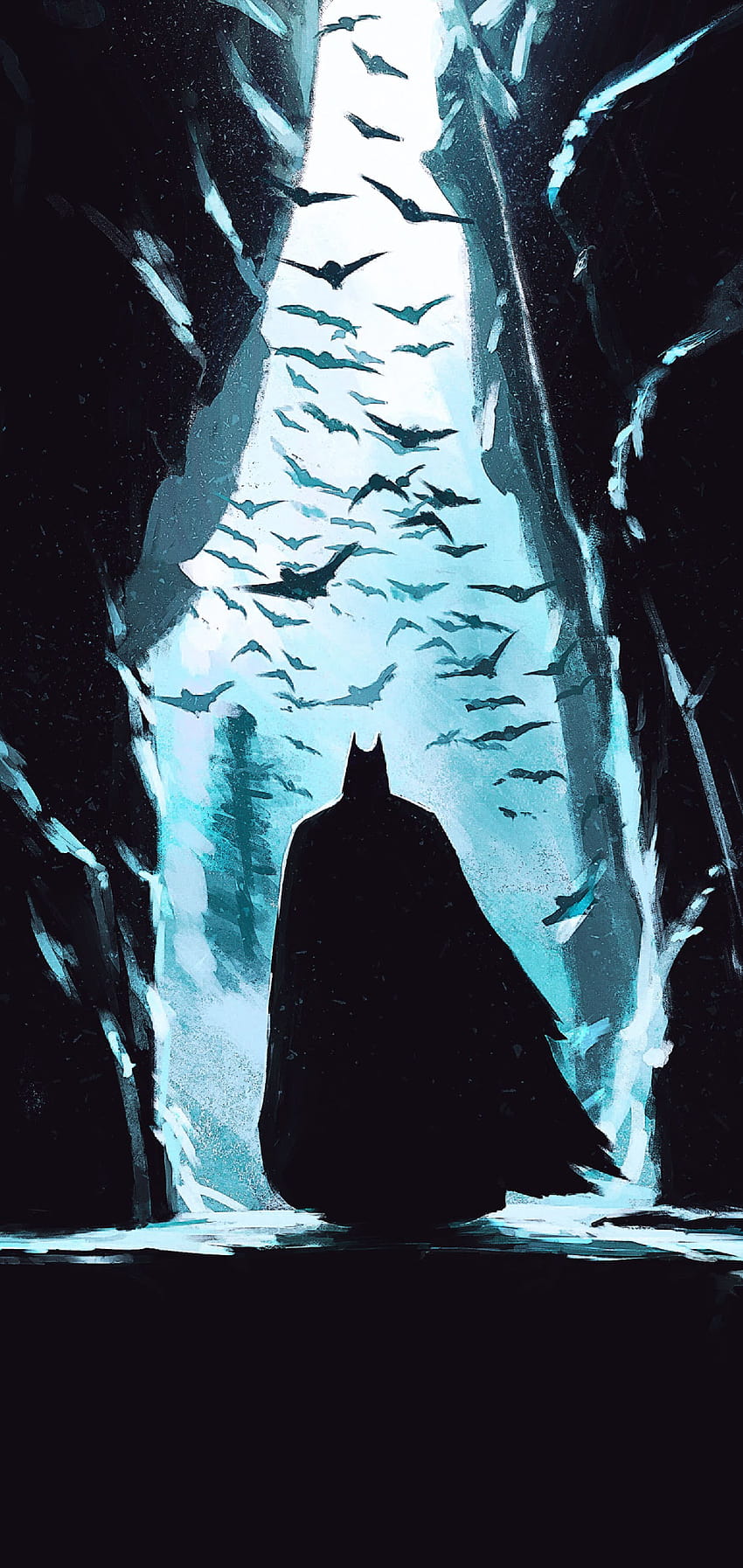 Пещерата Батман черна амолед HD тапет за телефон