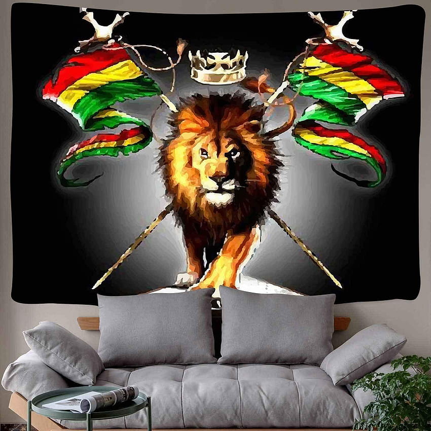 DBLLF Rasta Tapestry Rastafari 플래그가 있는 유다 사자 King Jungle Reggae 테마 아트 프린트, 침실 생활을 위한 벽걸이 80X60 인치 DBDS195: 가정 및 주방 HD 전화 배경 화면