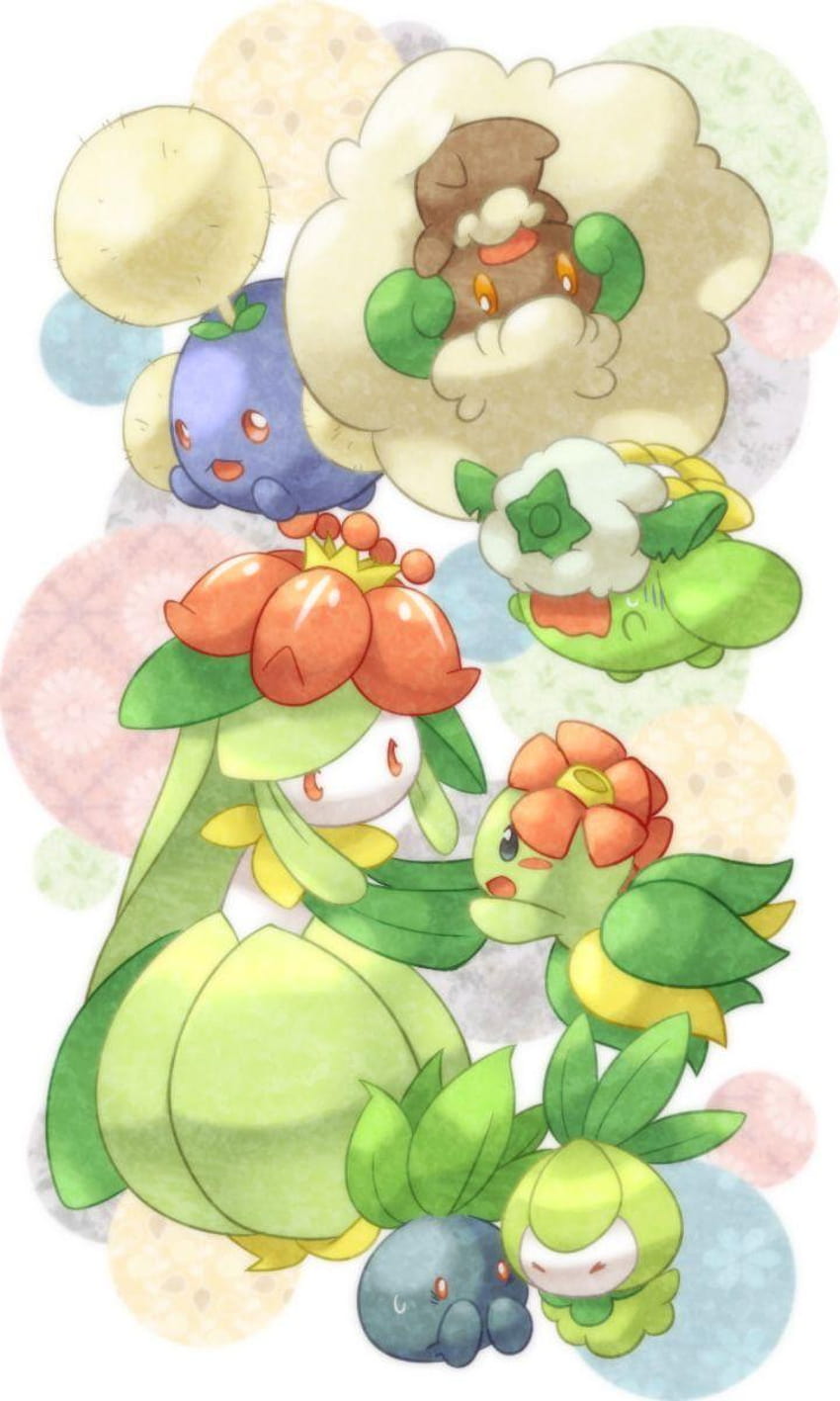 Cute Kawaii Grass Pokemon Stickers- Budew, Petilil, Lilligant, Roselia,  Whimsicott, Shaymin, Cherrim, and Bellossom