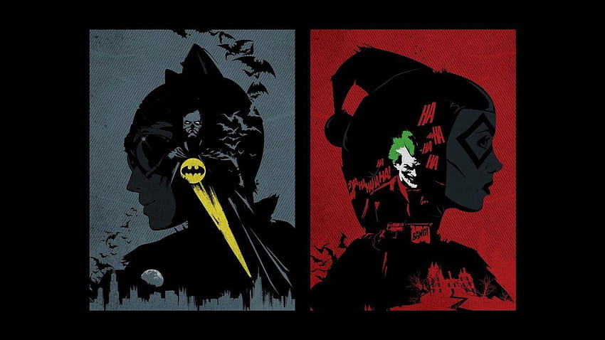 Batman DC Comics comics The Joker Harley Quinn キャットウーマン ファンアート, バットマン アート 高画質の壁紙