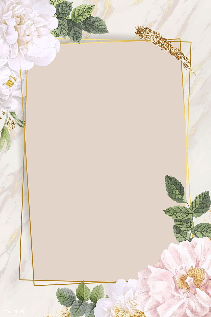 Rechteckrosenrahmen auf Marmorhintergrundvektor, Hochzeitsrahmen HD-Handy-Hintergrundbild