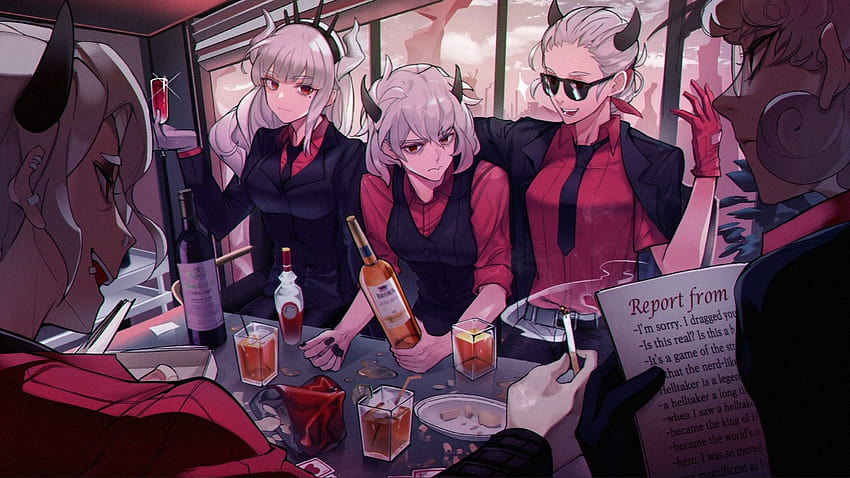 Demons in the Helltaker bar, anime bar HD wallpaper